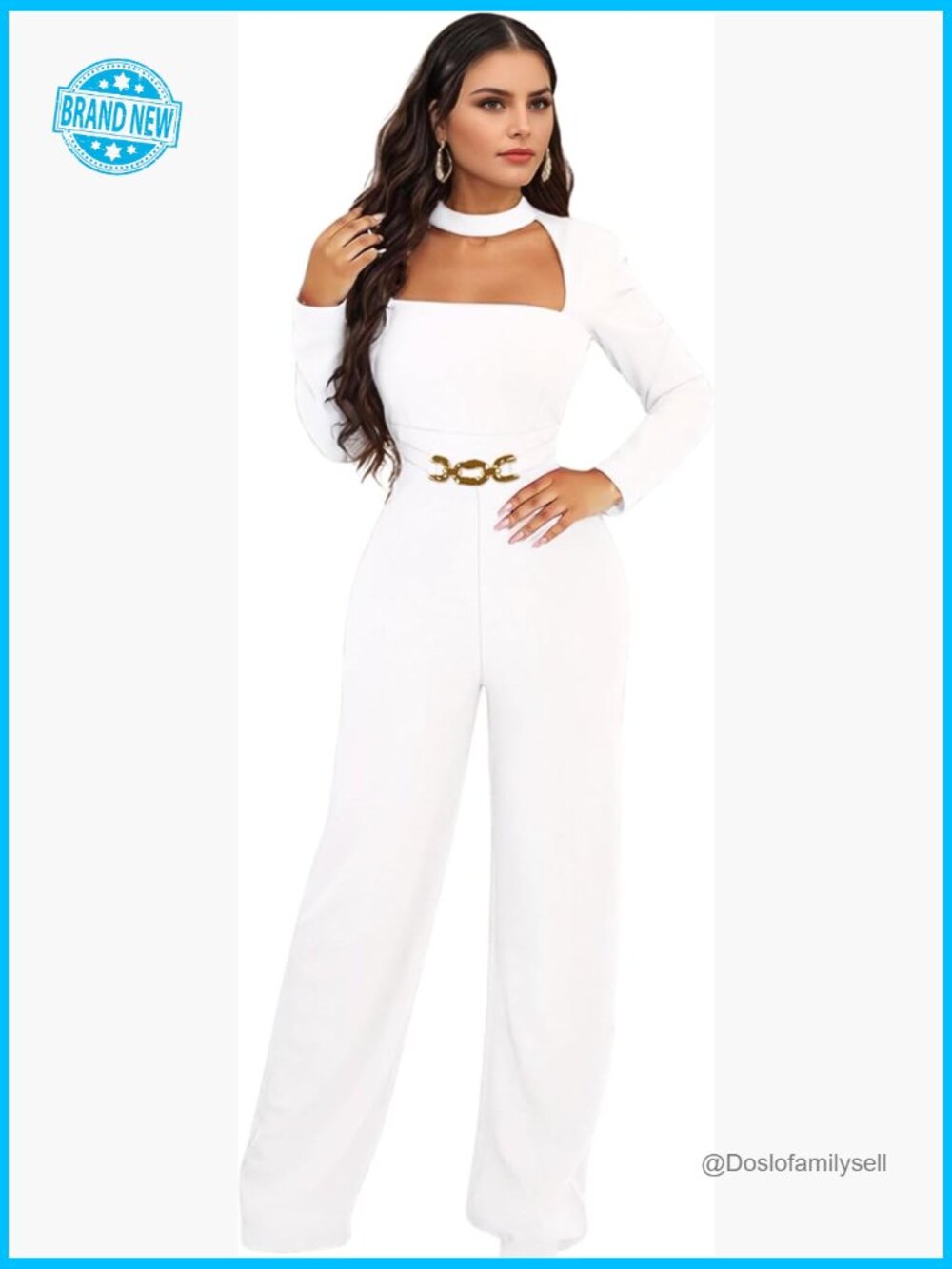 Sexy Elegant Bodycon Jumpsuit Square Neck Long Sleeve Party Club Night Outfit - Picture 1 of 7